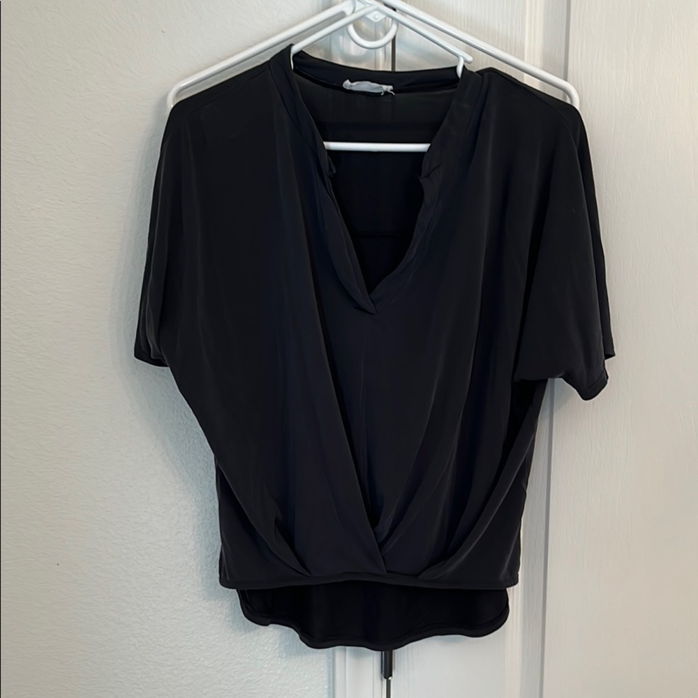 Jolie Black Wrap Short Sleeve Blouse